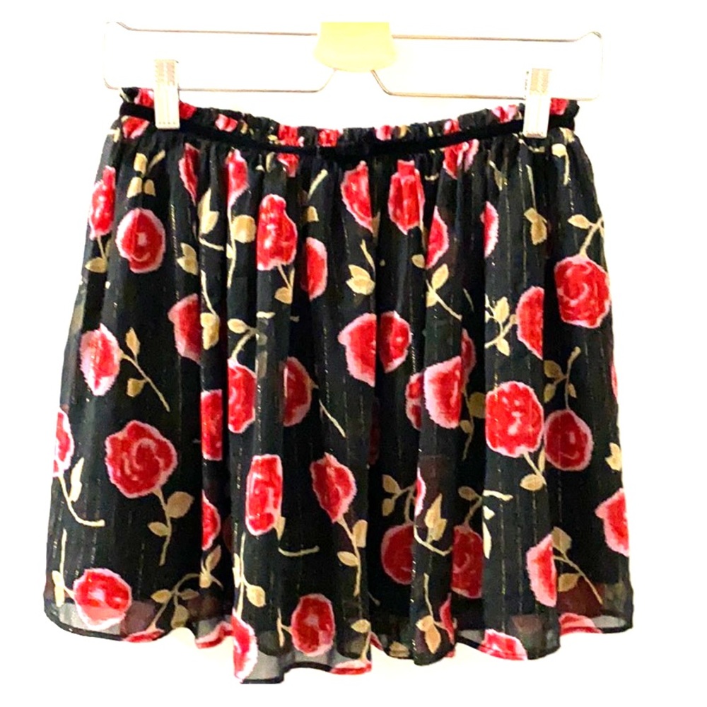 Kate Spade Black Pink and Gold Floral Skirt
